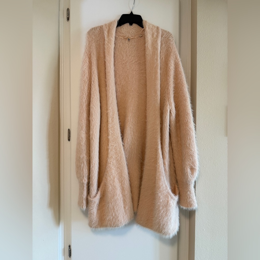 Elegant pink Open-Front Cardigan